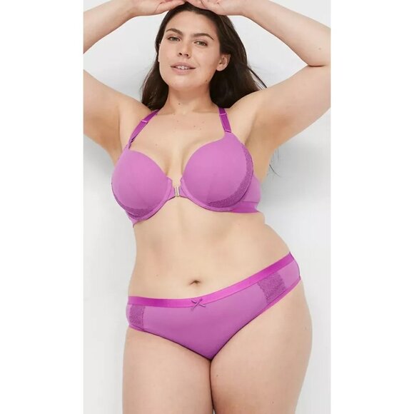 Lane Bryant Cacique Cotton Thong Panty With Crochet Lace Trim 26/28 - Picture 3 of 3